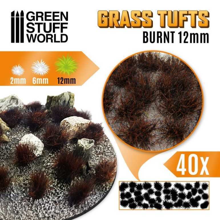 Grass tufts - 12mm self-adhesive - burnt