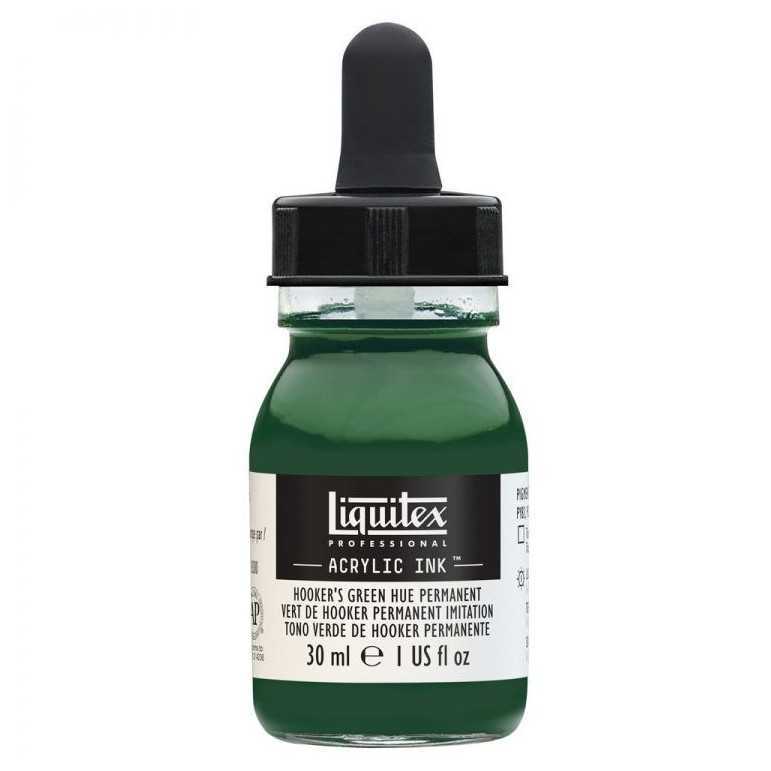 Professional acrylic ink: hooker´s green hue permanent