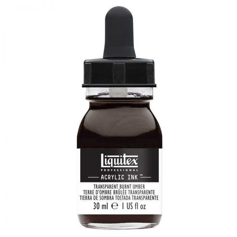 Professional acrylic ink: transparent burnt umber