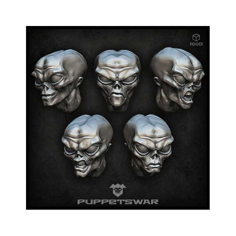 Gray alien heads