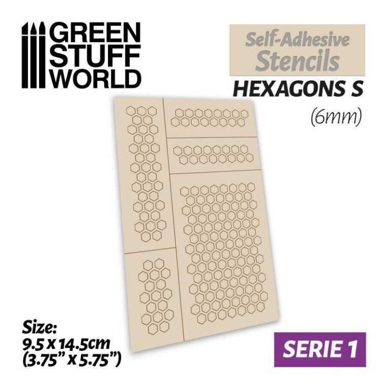 Self-adhesive stencils: hexagons s