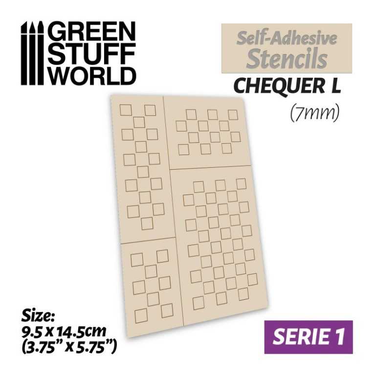 Self-adhesive stencils: chequer l