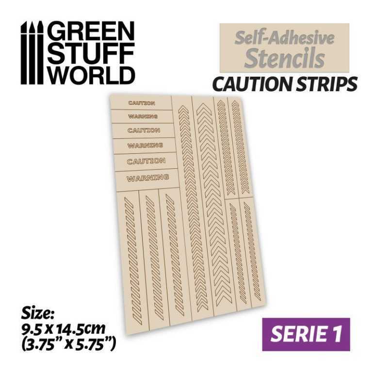 Self-adhesive stencils: caution strips