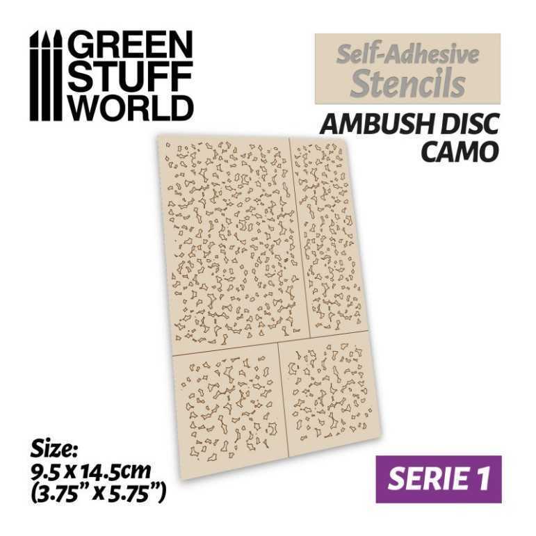 Self-adhesive stencils: ambush disc camo