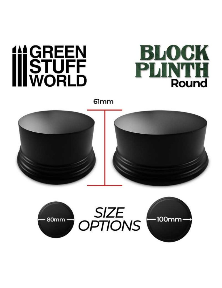 Round block plinth 8cm - black