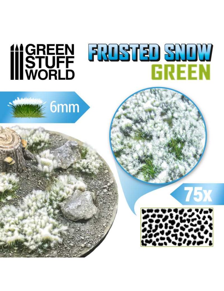 Shrubs tufts - 6mm frosted snow - green