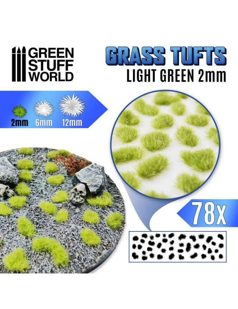 Grass tufts - 2mm self-adhesive - light green