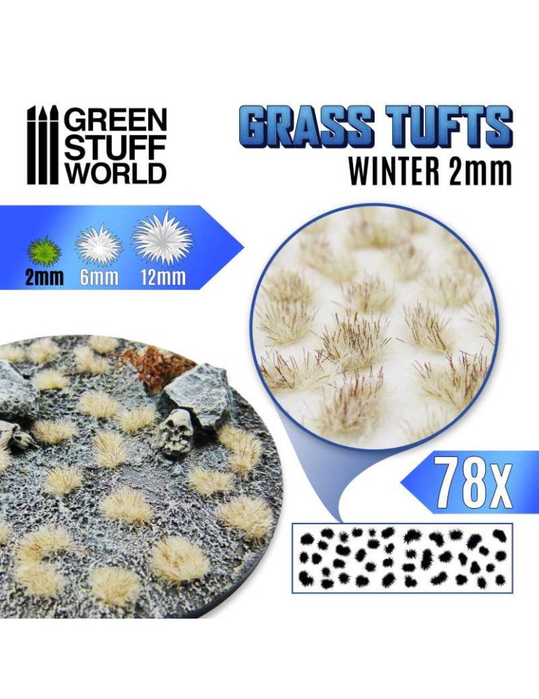 Grass tufts - 2mm self-adhesive - white winter