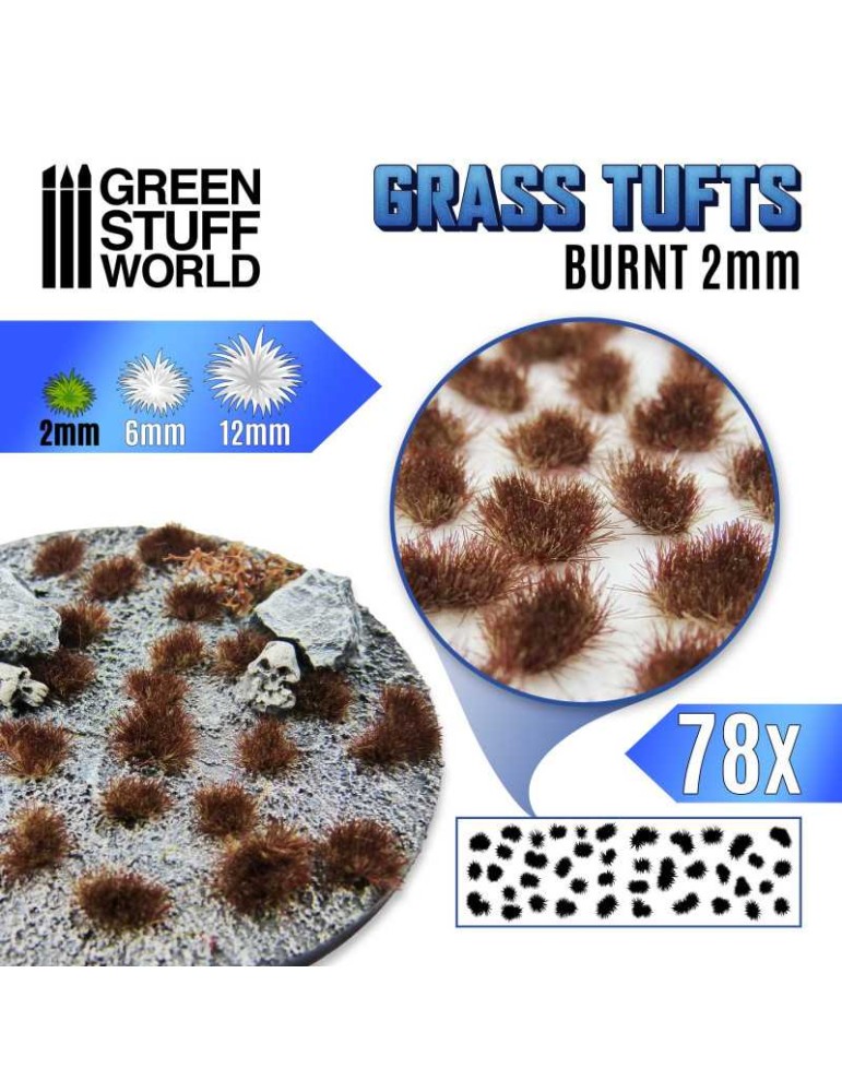 Grass tufts - 2mm self-adhesive - burnt