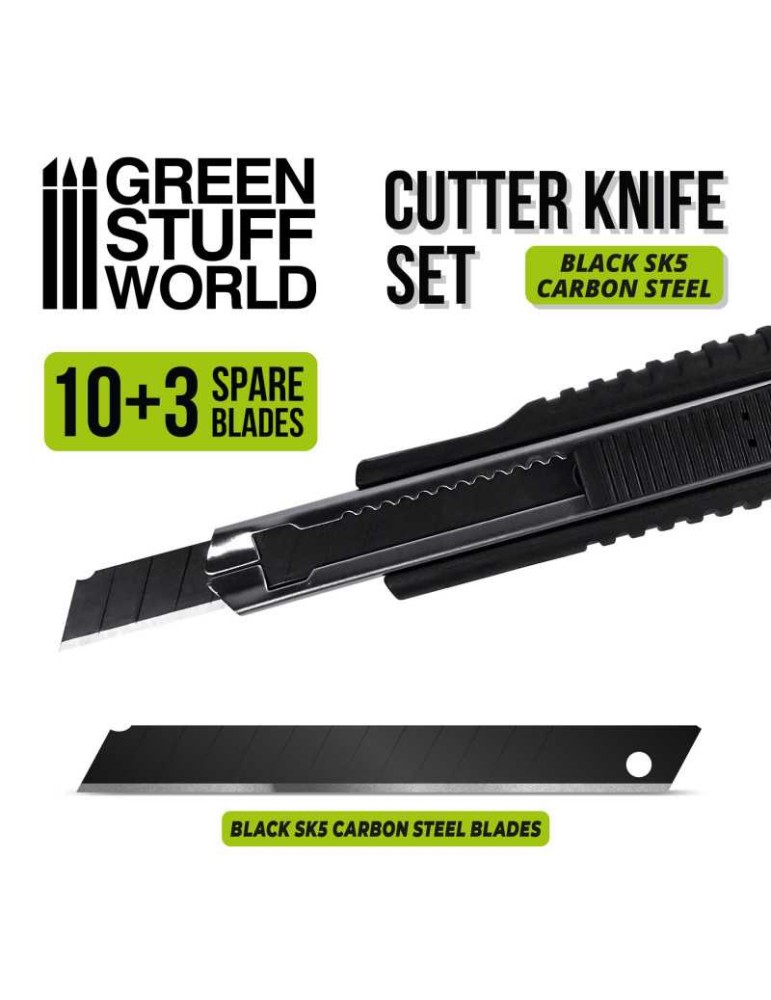 Black hobby knife + 10x black spare blades