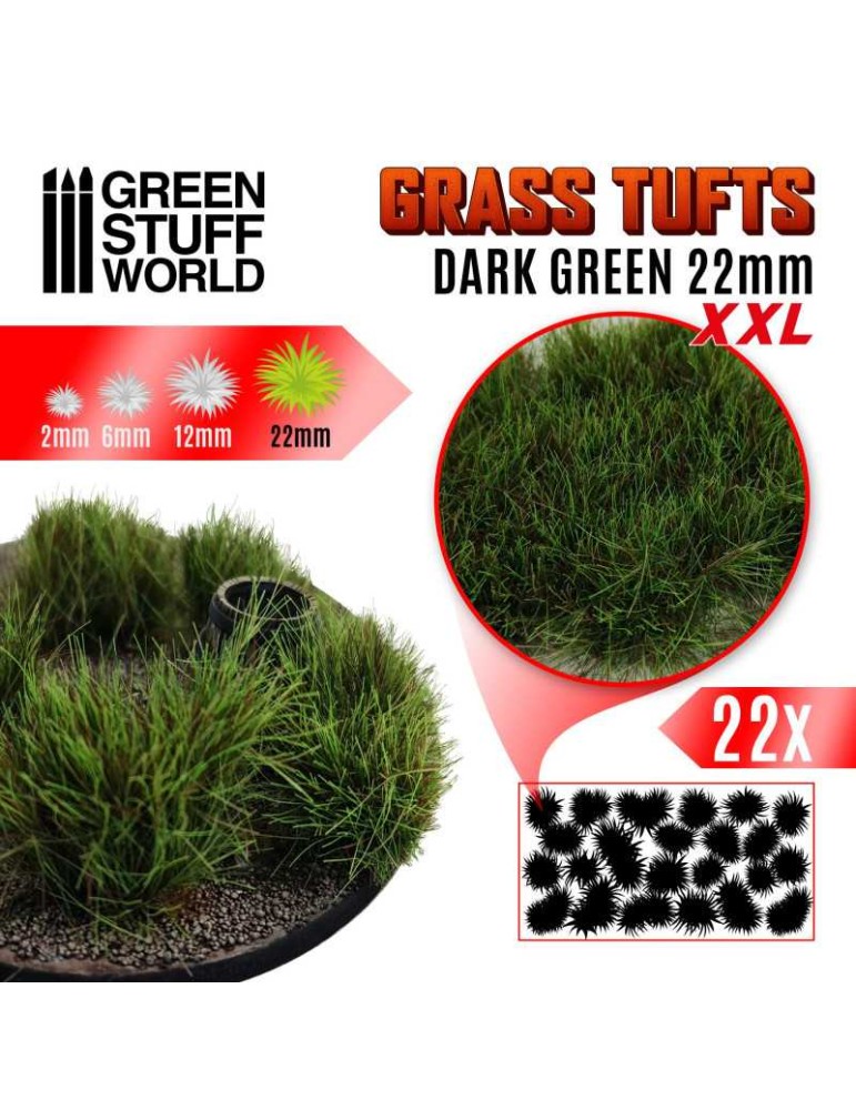 Grass tufts xxl 22mm dark green