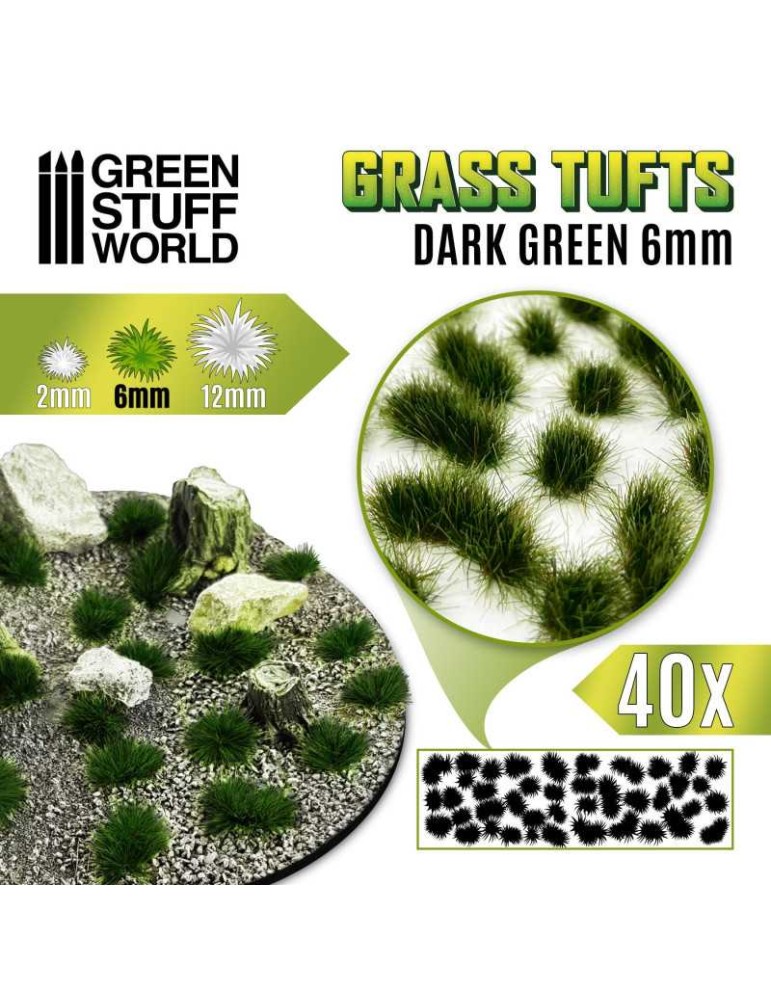 Grass tufts - 6mm self-adhesive - dark green