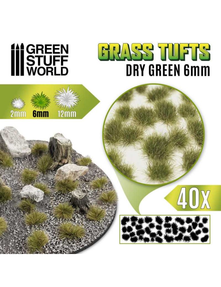 Grass tufts 6mm - dry green