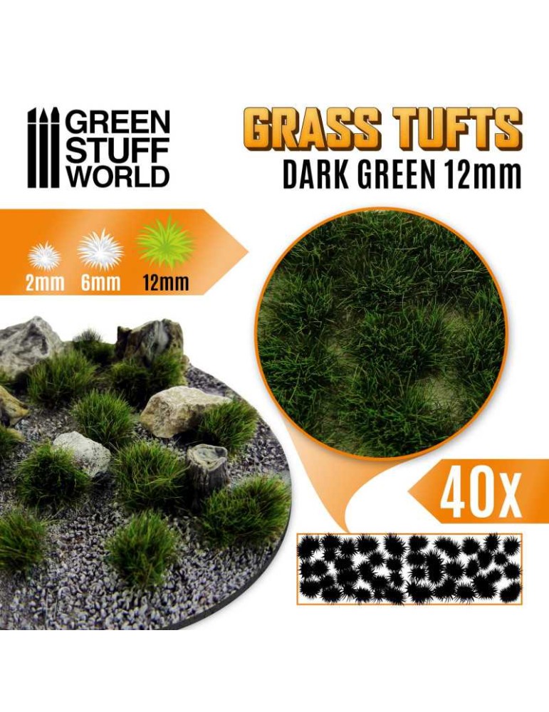 Grass tufts - 12mm self-adhesive - dark green