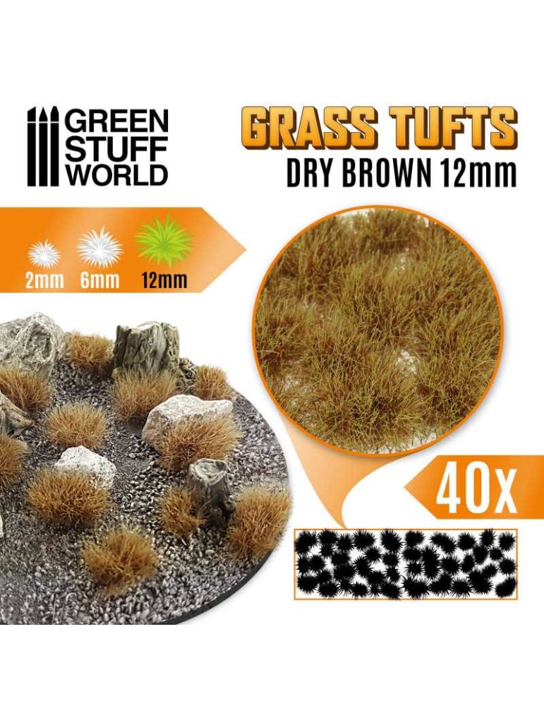 Grass tufts 12mm dry brown