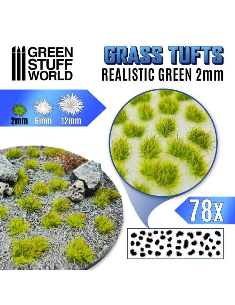 Grass tufts 2mm - realistic green