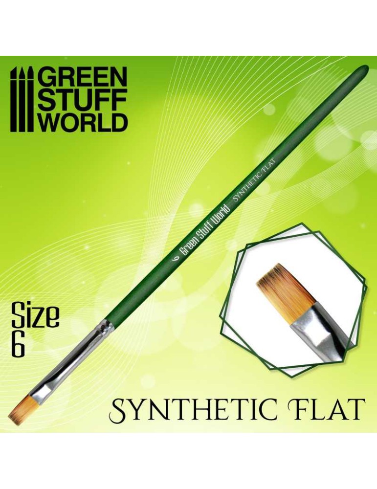 Green series flat synthetic brush size 6