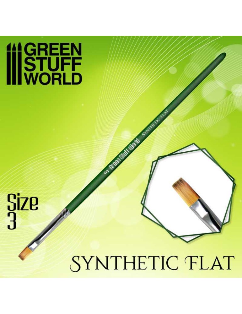 Green series flat synthetic brush size 3