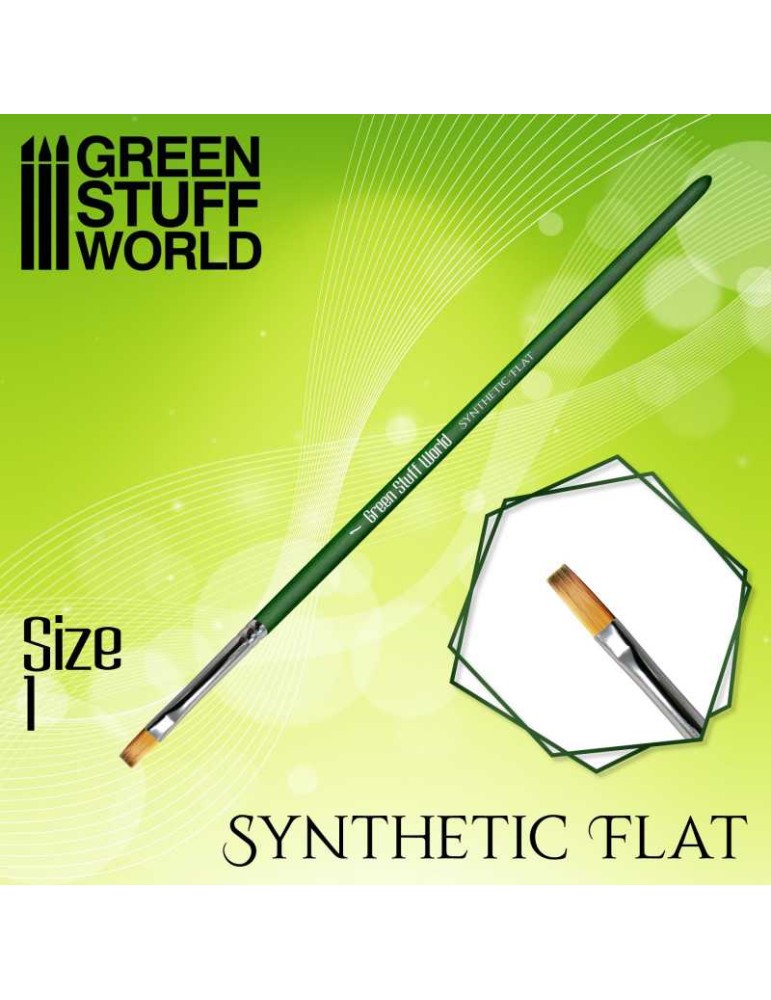 Green series flat synthetic brush size 1