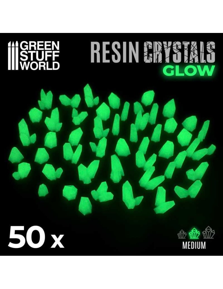 Green glow resin crystals - medium