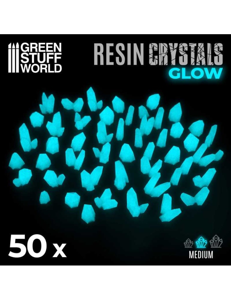 Aqua turquoise glow resin crystals - medium